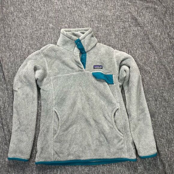 Patagonia Re-Tool Snap Fleece Pullover in Grey and Tea size Medium - Picture 1 of 4